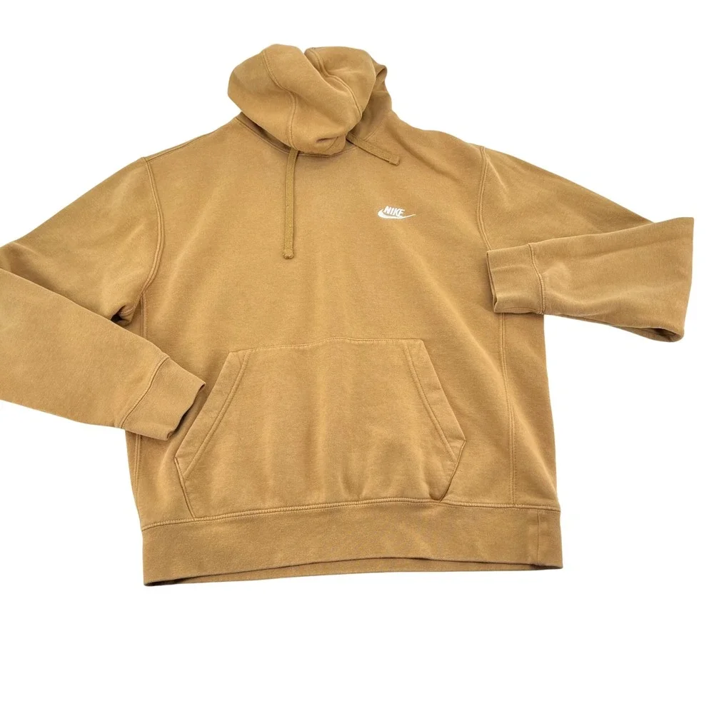 Nike Sportswear Club Fleece Pullover Hoodie Camel Tan BV2654-722 Mens Medium